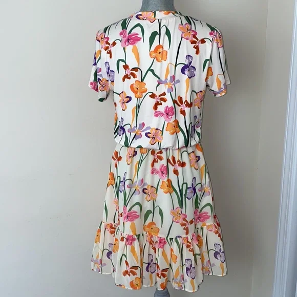 Fairy Core Colorful Blooms Floral Chiffon Skirt Mini Dress Size Small - Picture 7 of 12
